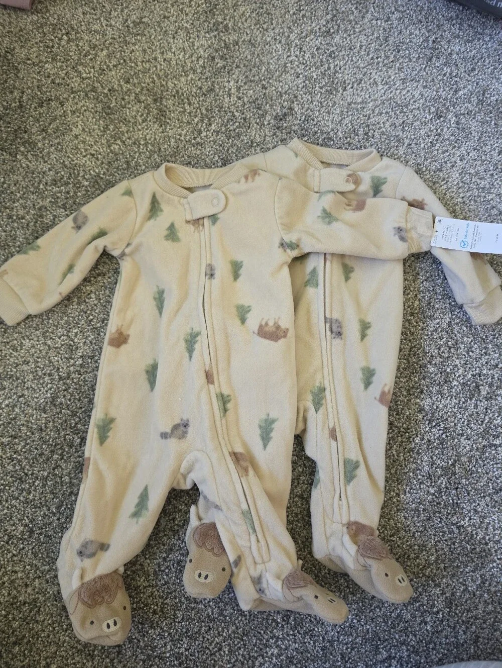 Carter's Neutral Forest Print Footed One-Piece Pajamas 2pk